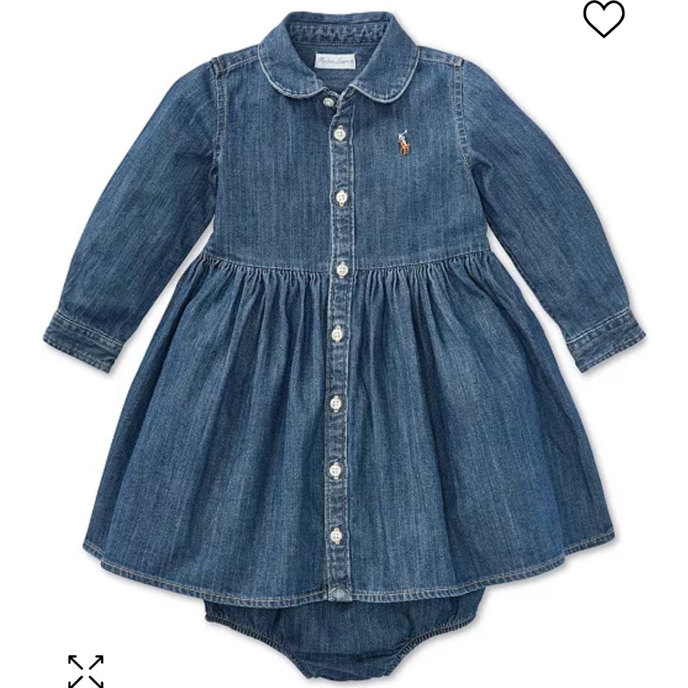 Ralph Lauren baby girl denim cotton shirt dress, 9M